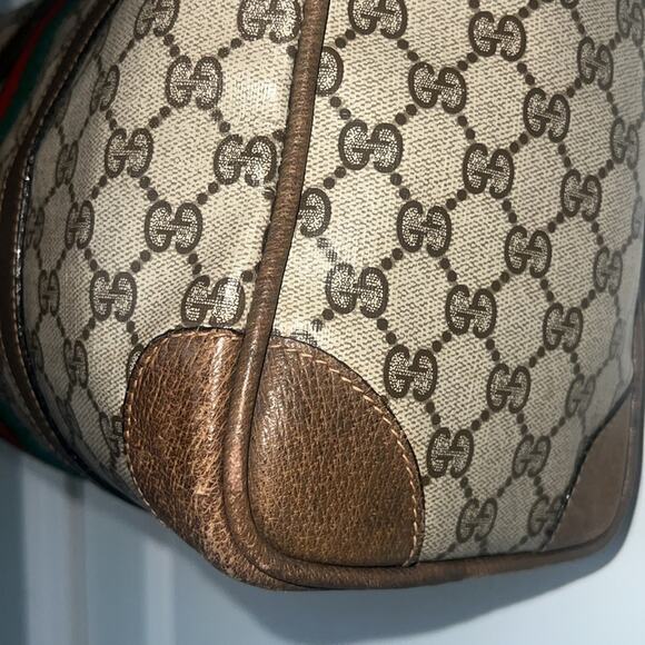 Authentic Gucci Sherry Line Boston Bag – Vintage GG Monogram Canvas Satchel - Picture 10 of 16